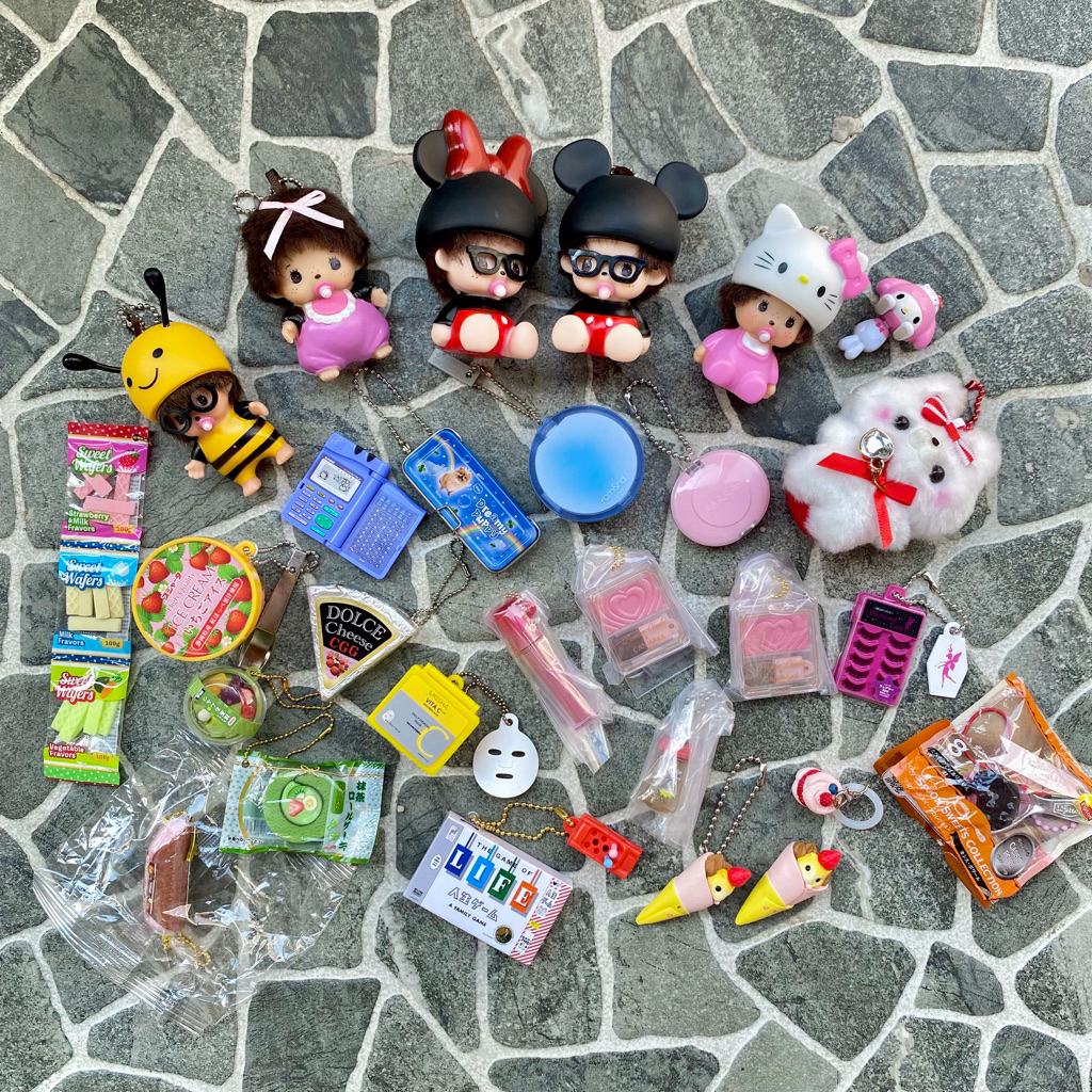 Various Trinkets Food keychain carabiner strap phone gacha