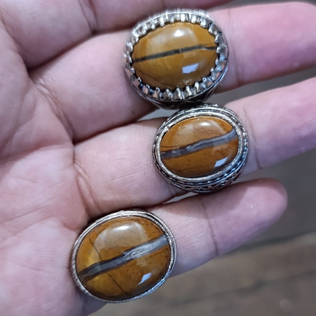CA 24 Cincin Batu Akik Asli Natural Possil Galih Asem Kendit Joss