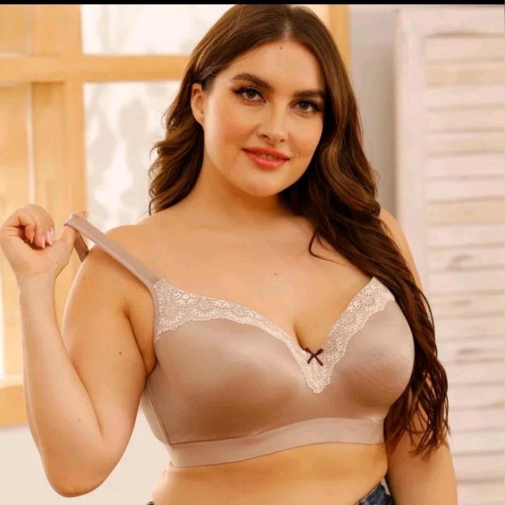Bra kawat cup besar Busa tipis kait 5 Bra sayap Lebar press Lemak Bra cup E cup jumbo