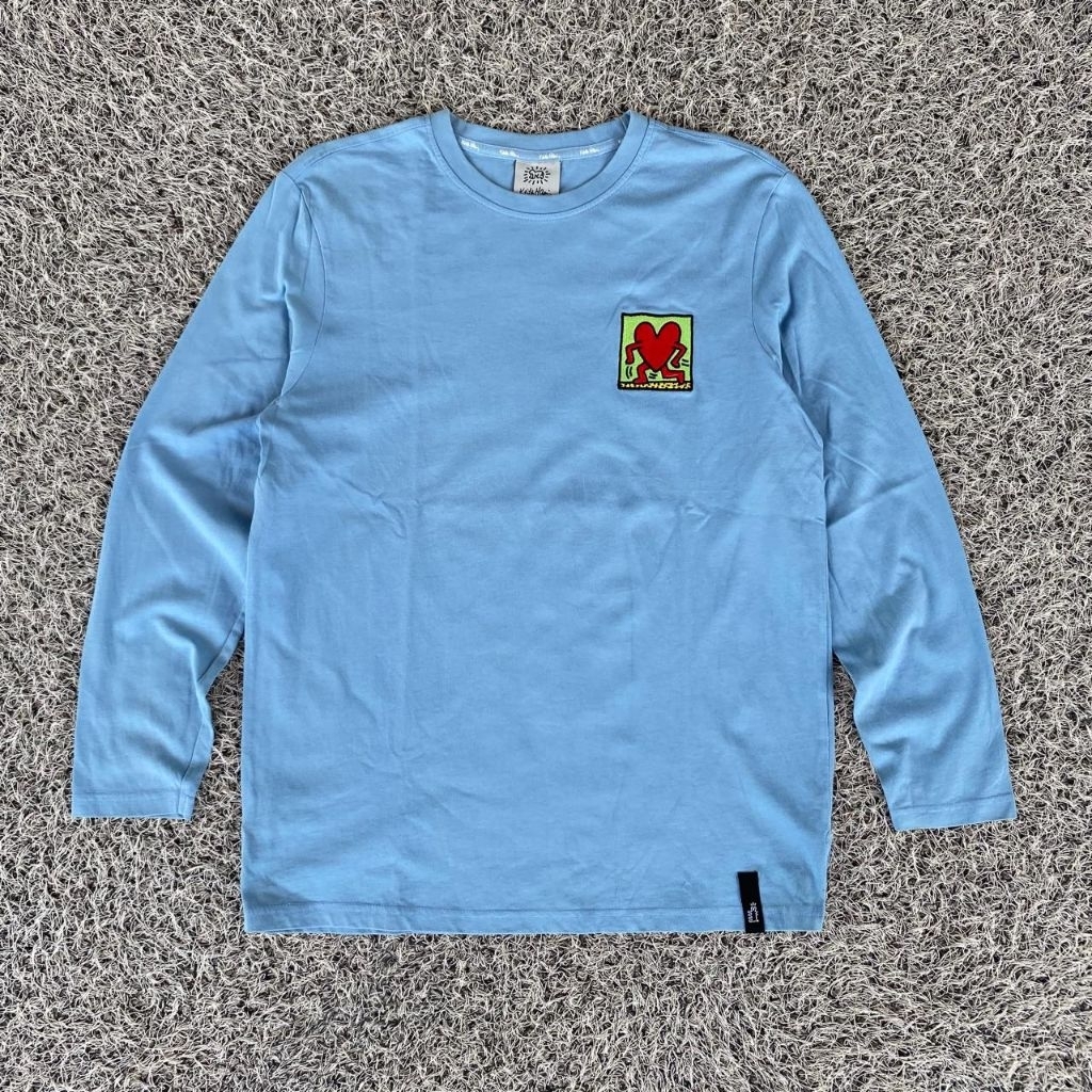 keith haring long sleeve baby blue tee kaos lengan pria panjang keith haring