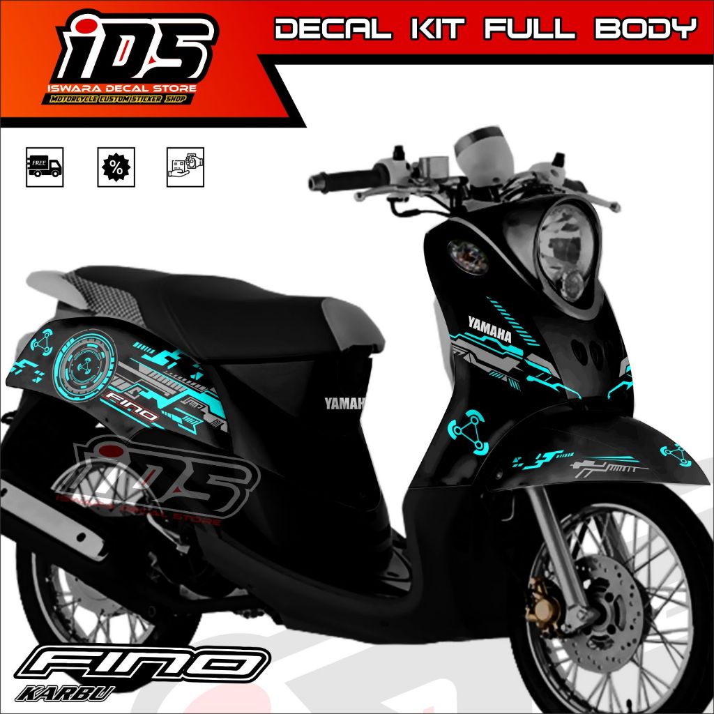 Decal Stiker Fino Karbu Full Body Stiker Motor Yamaha Fino Karbu 2012 Lama Hitech