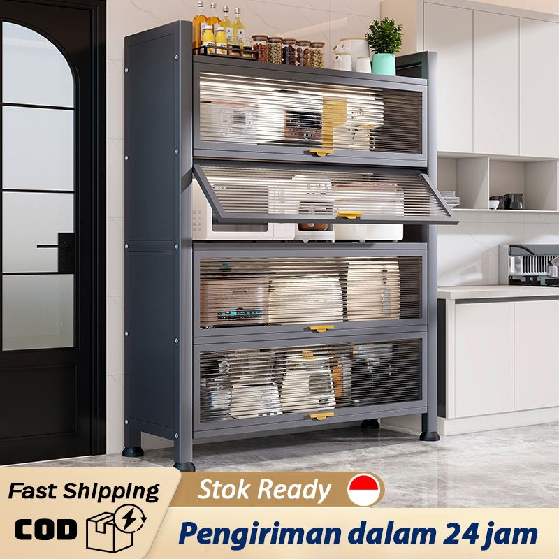 Lemari Dapur Rak Rak Dapu Rak Piring Dapur Serbaguna Tertutup Rak Dapur Serbaguna Besi