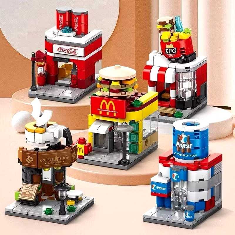 GAMA - BLOCK / MINI BLOCK MODEL SHOP KFC COFFEE SHOP MAINAN BRICKS BALOK EDUKASI ANAK DIY 8924