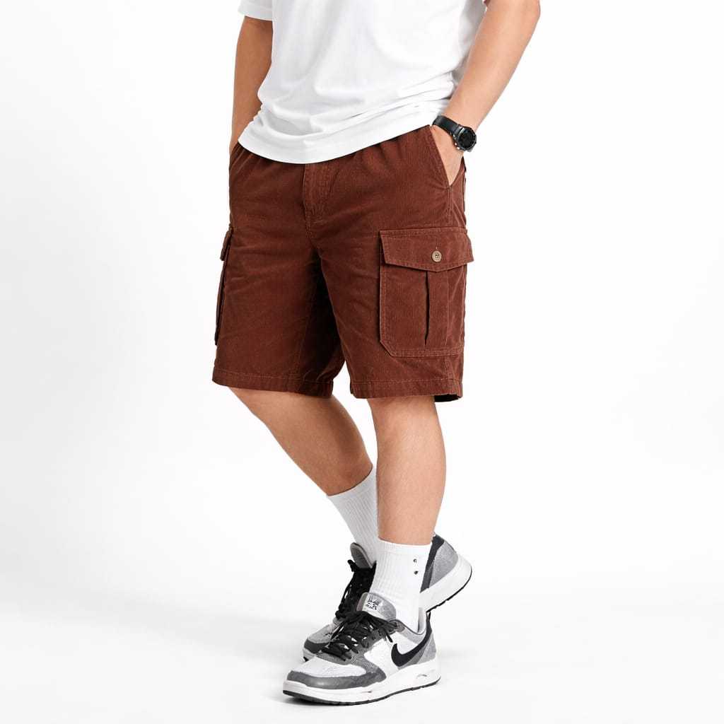Celana Cargo Pendek Corduroy pria dewasa /celana cargo pendek/celana corduroy bahan melar