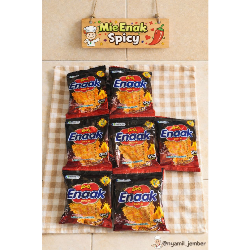 (1 RENCENG = 10 PCS) MIE ENAK SPICY - MIE GEMES ENAAK - SNACK JADUL MIE PEDAS