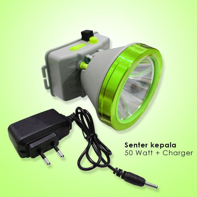 Aoki - Senter Kepala Led 50 Watt + Charger