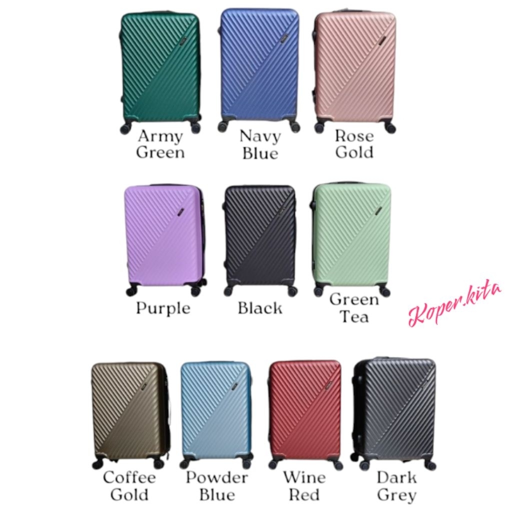 Koper / Luggage Fiber Polo 20 Inch / 24 Inch SET Roda Putar 360 Derajat Travelling Kain Sekat