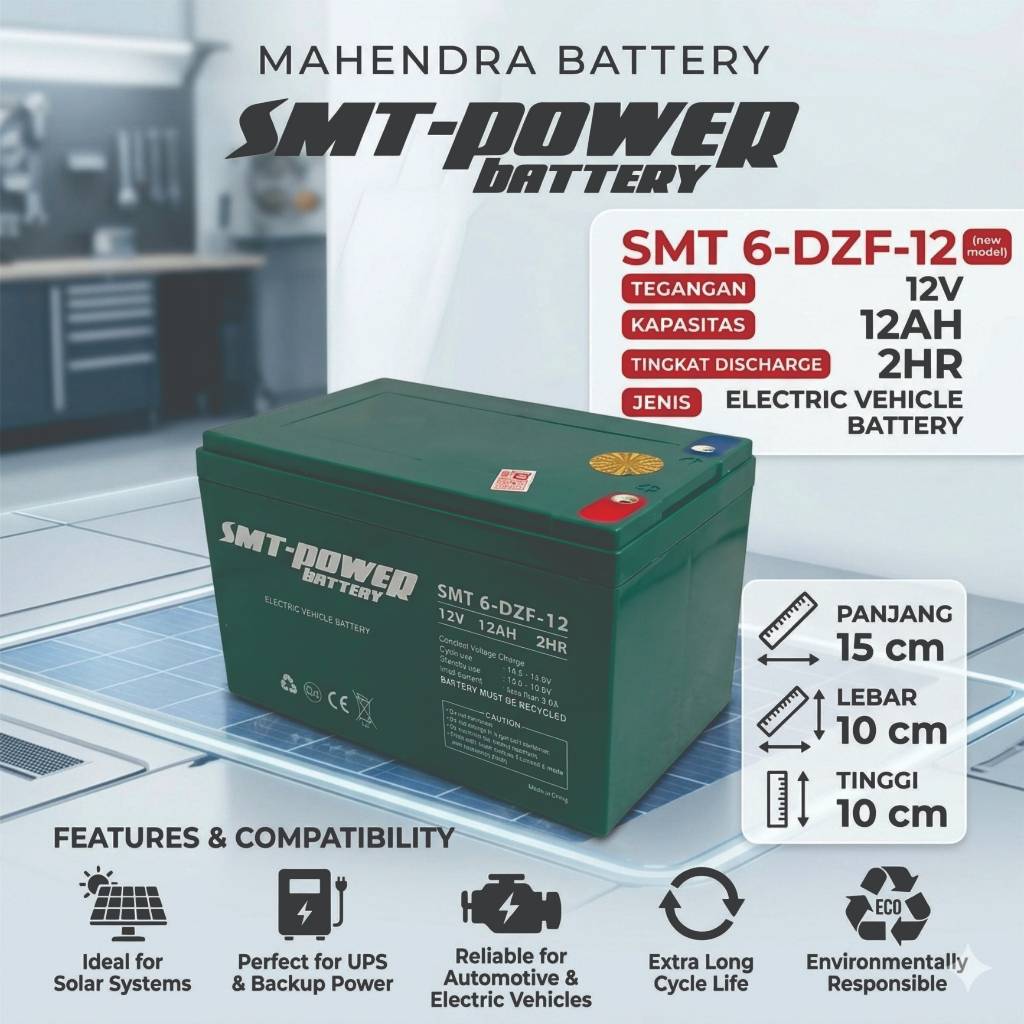 Aki kering sepeda listrik SELIS SMT 6-DZF-12 2HR 12v-12AH