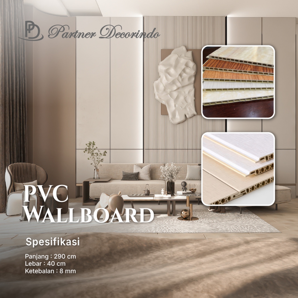 ( 1 DUS ) Wallboard WPC PVC Marmer Panel Dinding Motif Kayu Hiasan Dinding
