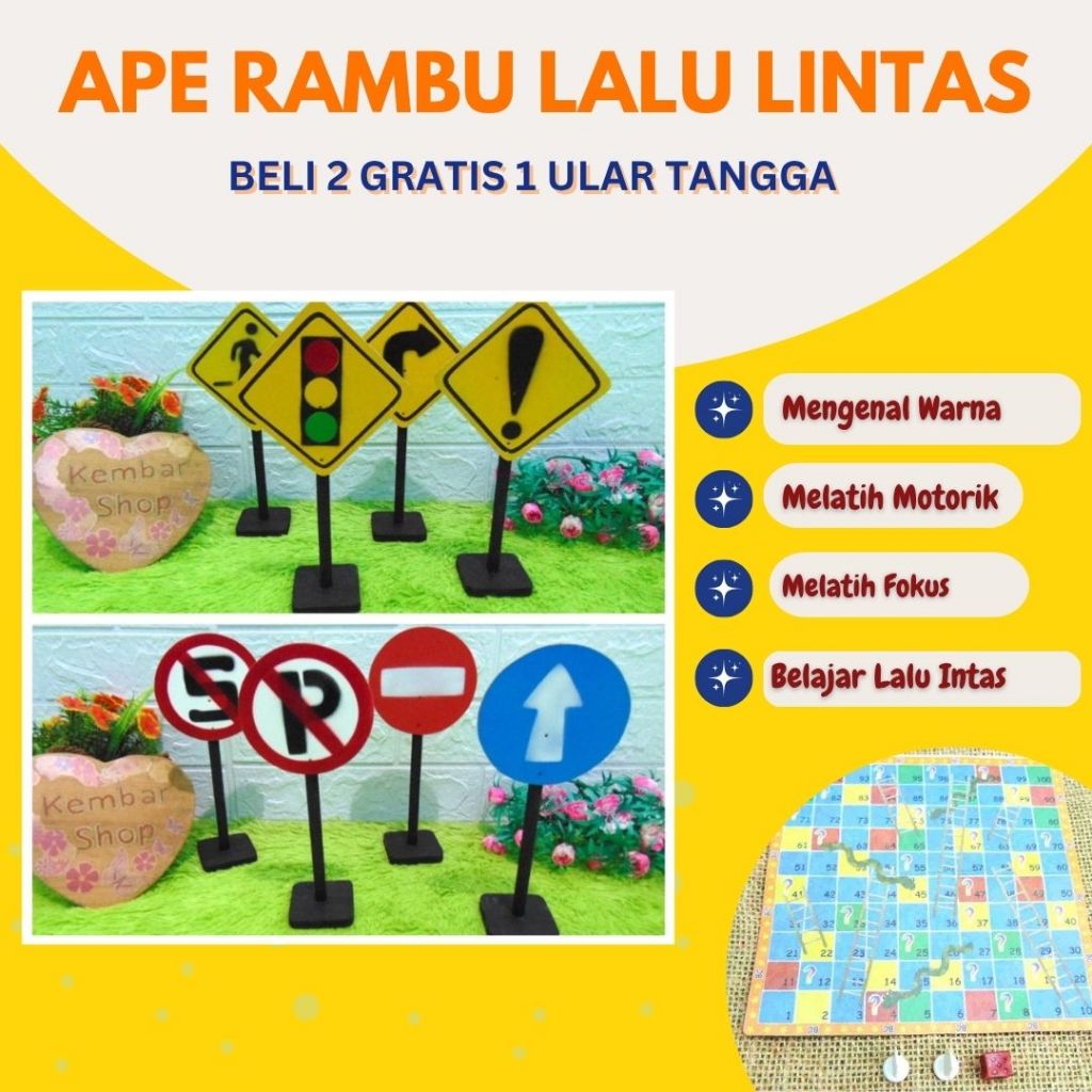 [BELI 2 GRATIS 1 ULAR TANGGA] APE-RAMBU Ape Rambu rambu lalu lintas Mainan RAMBU-RAMBU LALULINTAS Al