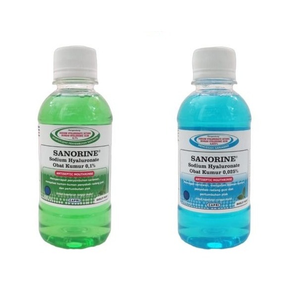Sanorine Biru Hyaluronate 0.025% 80 ml Obat Kumur Sariawan Antiseptic Mulut 80 ml