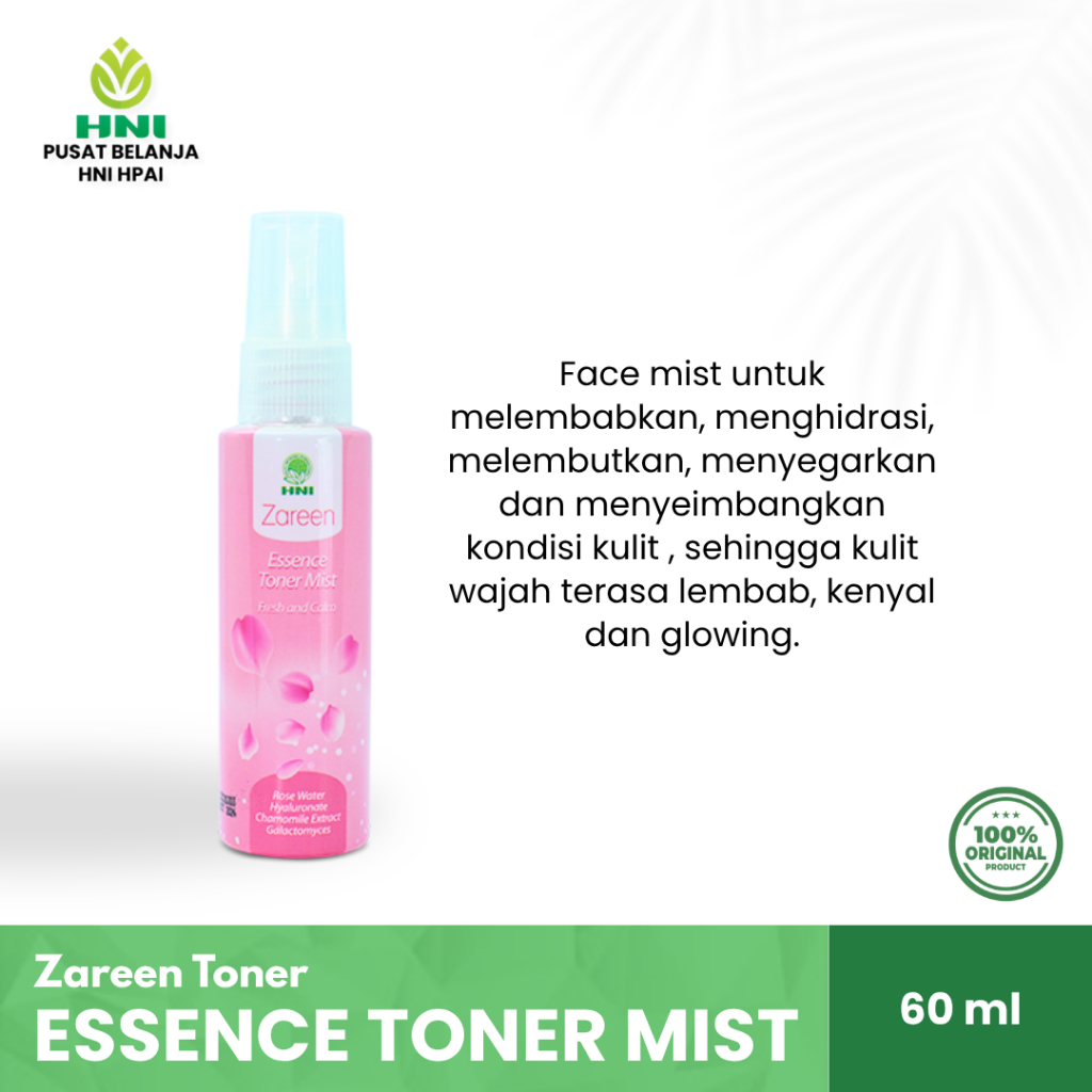 Zareen Essence Toner Mist HNI HPAI 60 ml Toner Zareen Untuk Wajah Glowing