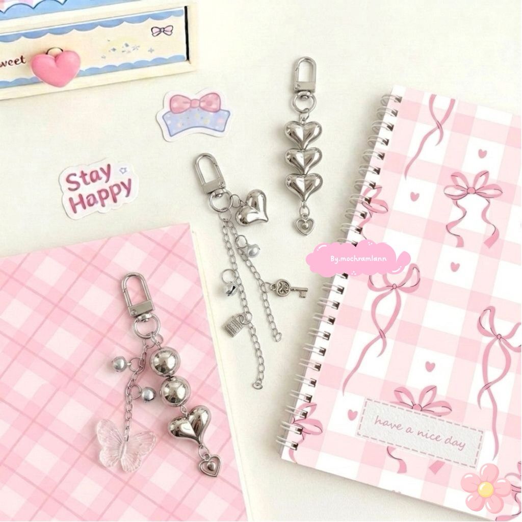 Gantungan Kunci Silver Y2K / Ganci Silver / Keychain Aesthetic / Gantungan Bagcharm Untuk Tas Warna 