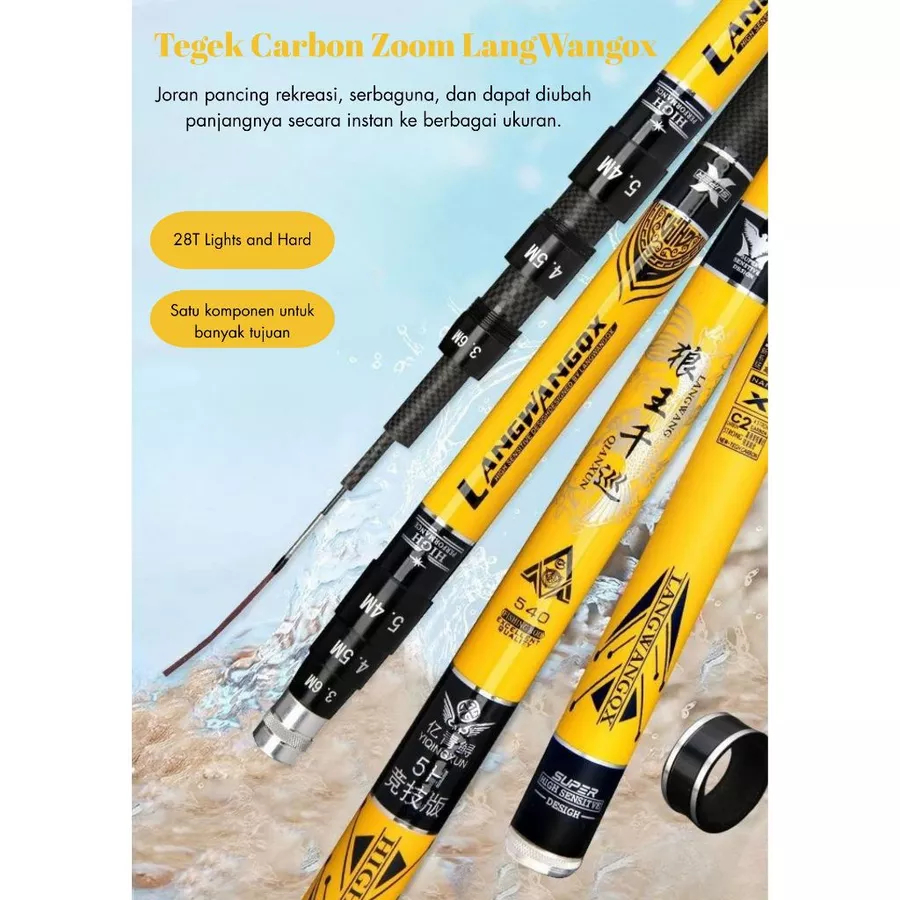 Tegek/Joran Pancing High Carbon Ruas Panjang, Tegek ZOOM Carbon LangWangox Panjang Tegek 110cm