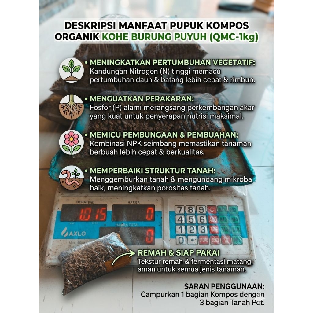 KOHE PUYUH MURNI 1KG – SOLUSI ORGANIK UNTUK TANAMAN & BUDIDAYA