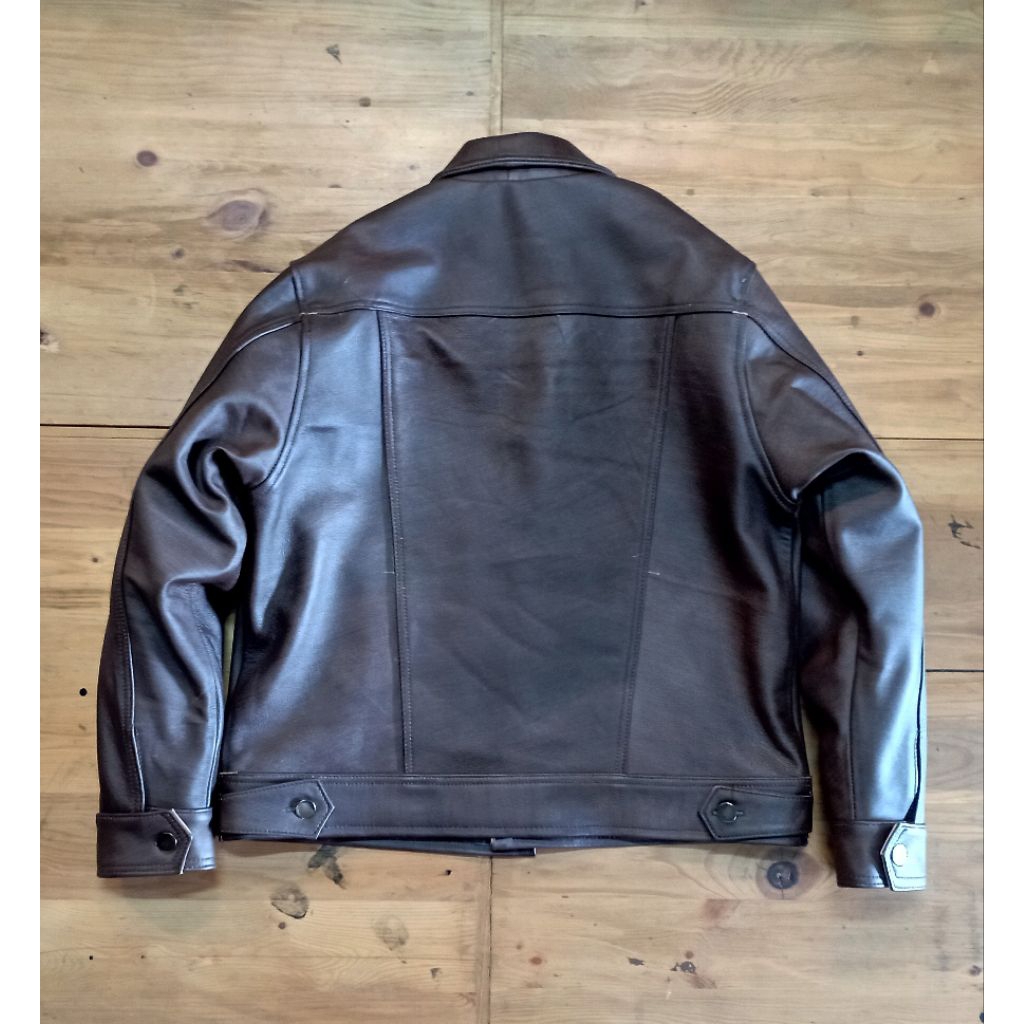 jaket kulit Trucker coklat size M