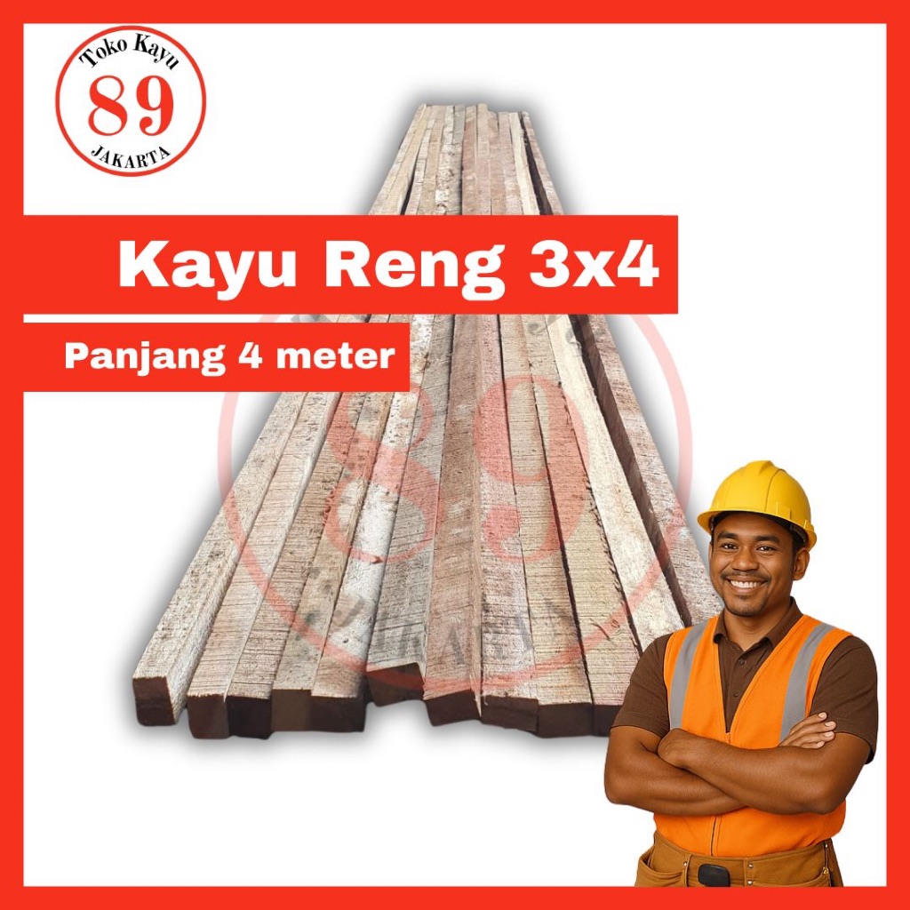 Kayu Reng 3x4 Meranti / Kayu Reng untuk Konstruksi Atap - panjang 4 meter