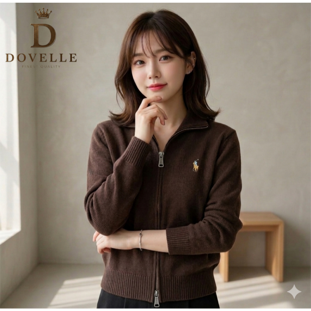DOVELLE.ID Halana Zipper Knitwear | Sweater Zipper Polos Rajut Premium | Pakaian Sweater Cardigan At