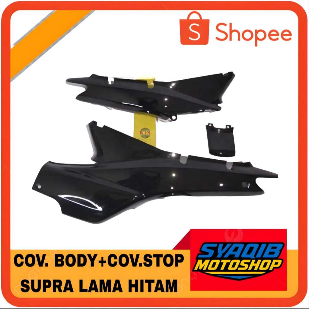 Cover Body Belakang SUPRA X / FIT Lama Hitam Glossy Merk WIN