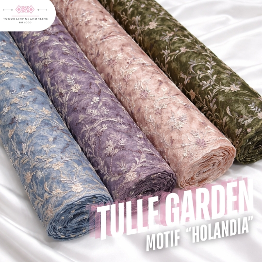 Kain Tille AKAR MUTIARA Kebaya Brukat Hollandia NEW 2026 Bordir Premium Tile Garden Meteran Mewah