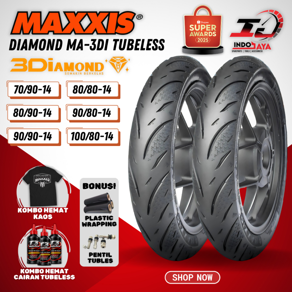 [PRODUK TERBARU] BAN MAXXIS DIAMOND MA-3Di TUBELESS RING 14 ( 70/90-14 / 80/90-14 / 90/90-14 / 80/80