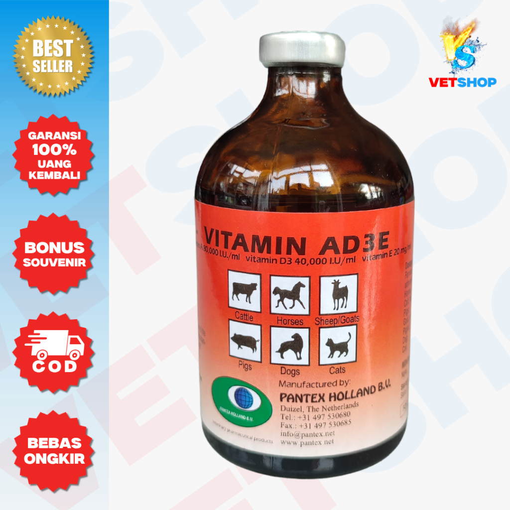 VITAMIN AD3E PANTEX 100ml - Injeksi Kesuburan & Pertumbuhan Import - VETSHOP