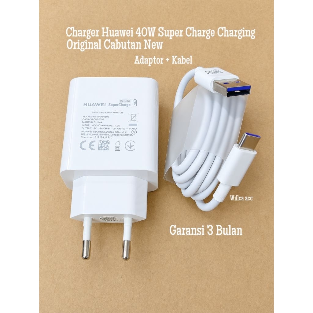 Charger Tablet Huawei Matepad 11 SE Super Charge Charging 40W Original Cabutan New Adaptor + Kabel M