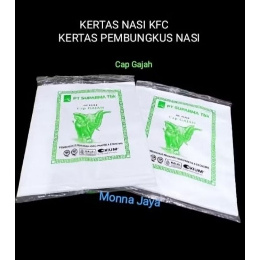 Kertas Nasi KFC Gajah/ Kertas Bungkus Nasi Kebab Burger Ayam Goreng- Kertas Bungkus Nasi Warna Putih