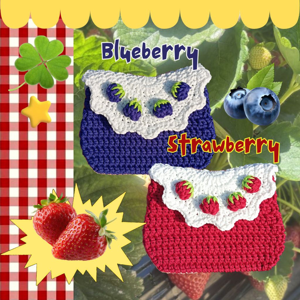 Dompet rajut strawberry dan blueberry