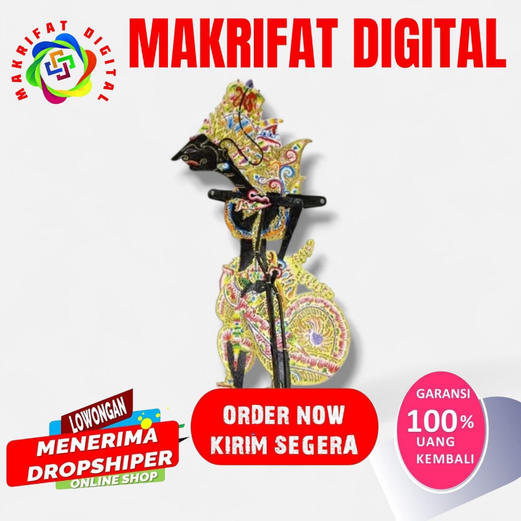ZACK MART Wayang Kulit Asli KRESNA Hitam Alusan Ukuran -+ 60cm Standar Dalang