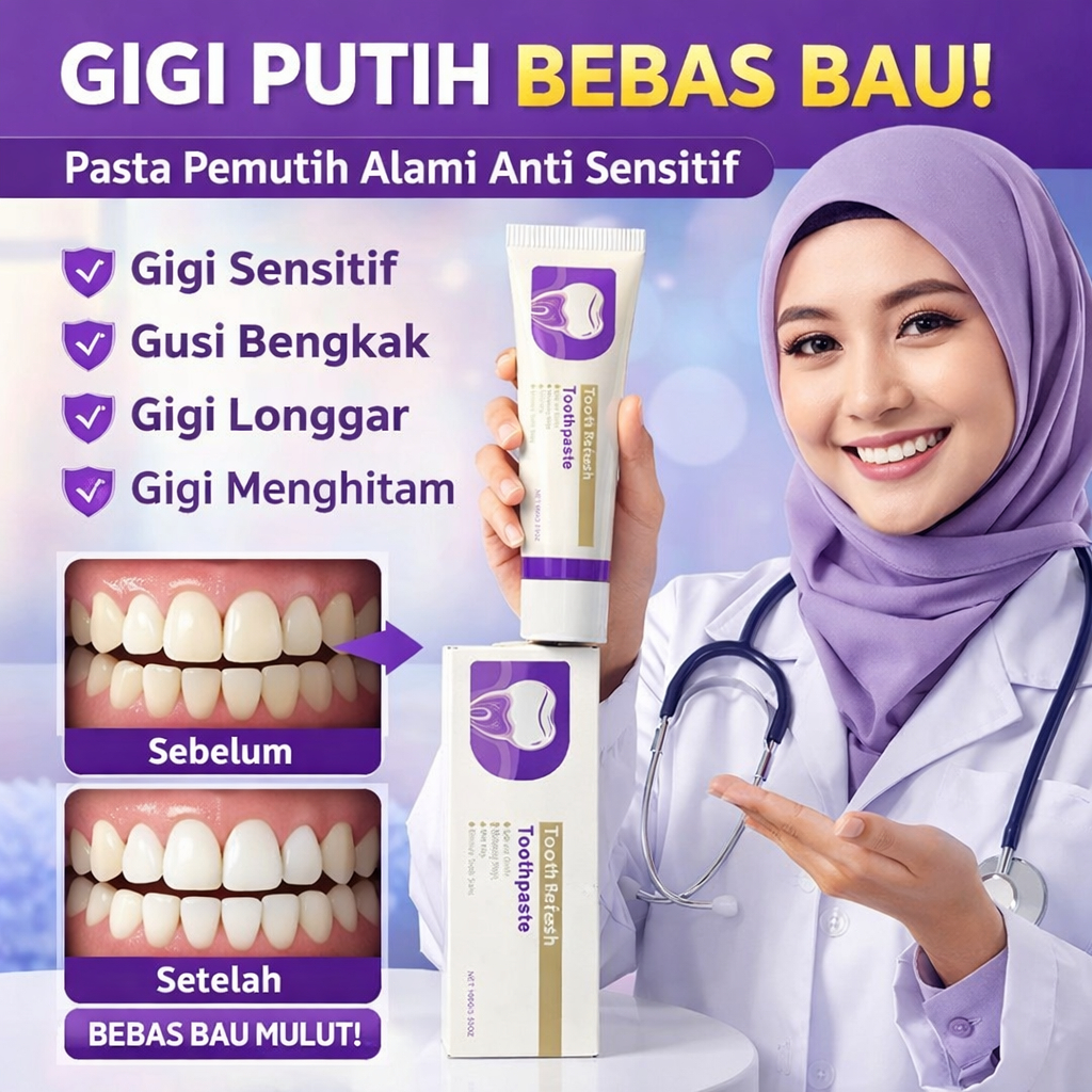 [ COD/Beli 1 Gratis 1 ] Gigi Putih 7 Hari ️ Pasta Gigi Pemutih Alami/Anti Gigi Berlubang Sensitif/Pe