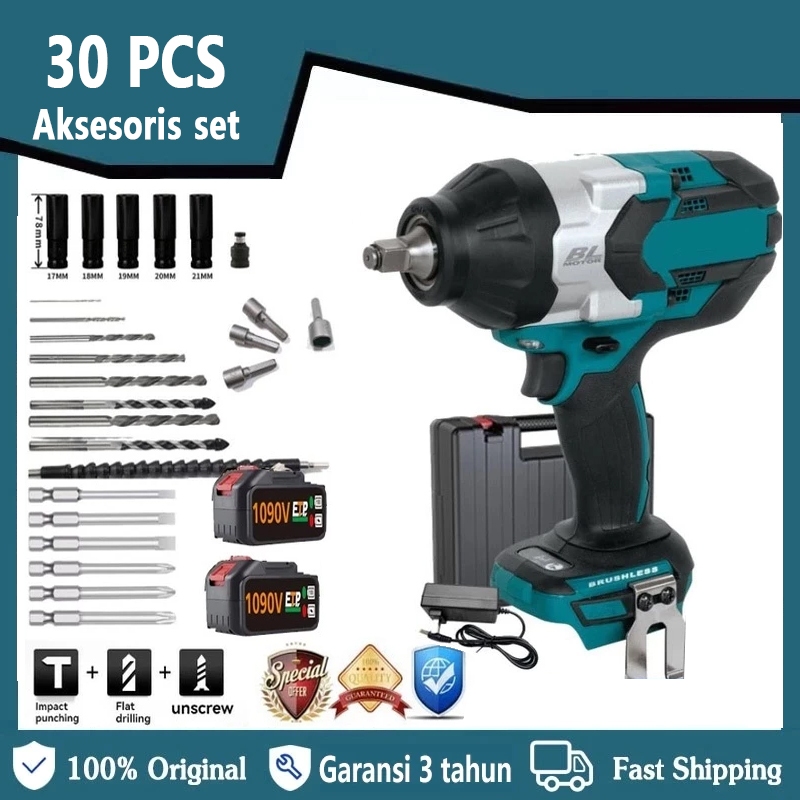 1090VF CORDLESS IMPACT WRENCH BRUSHLESS 980N.M impact baterai 588VF MESIN BOR  UNTUK BAUT MOBIL impa
