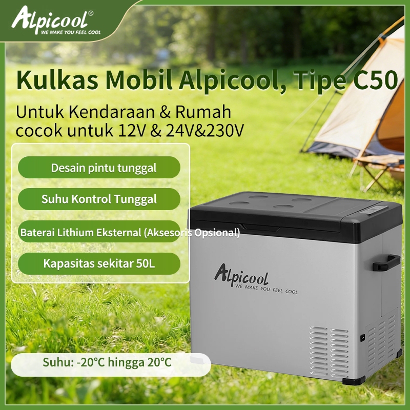 Kulkas Mobil Alpicool Tipe C50 Kulkas untuk kendaraan(12V/24V) & rumah(220-240V AC) Single door Suhu