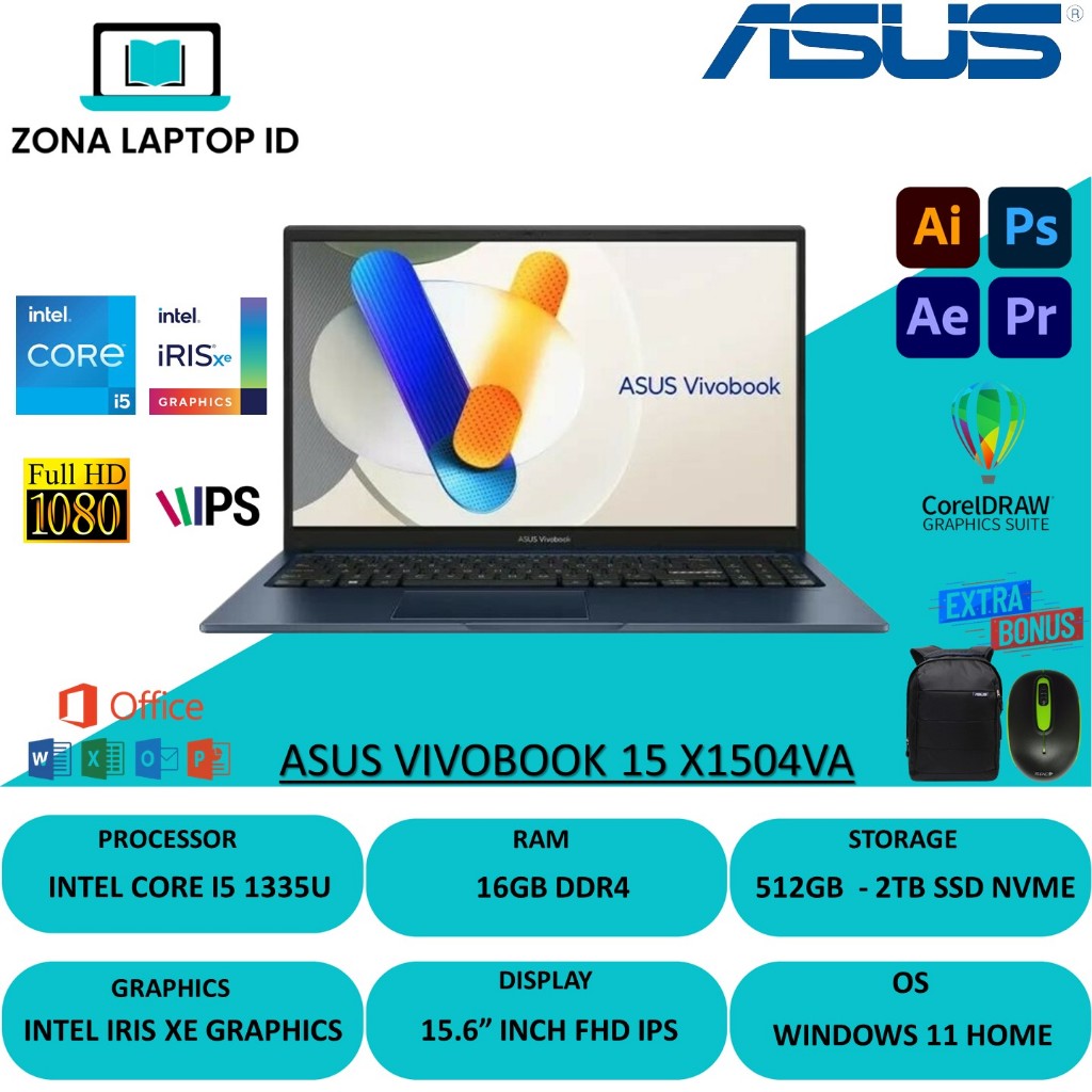 Laptop Asus Vivobook 15 X1504VA Intel Core i5 1335U 24GB 2TB SSD 15.6 FHD IPS Windows 11 Original