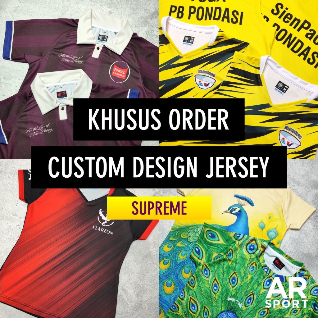 Jersey Khusus Custom Design SUPREME Badminton Padel Bola