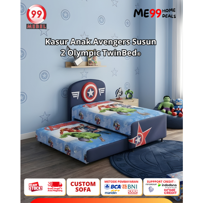 Set springbed sorong 2in1 spring bed olympic anak avenger ukuran 120