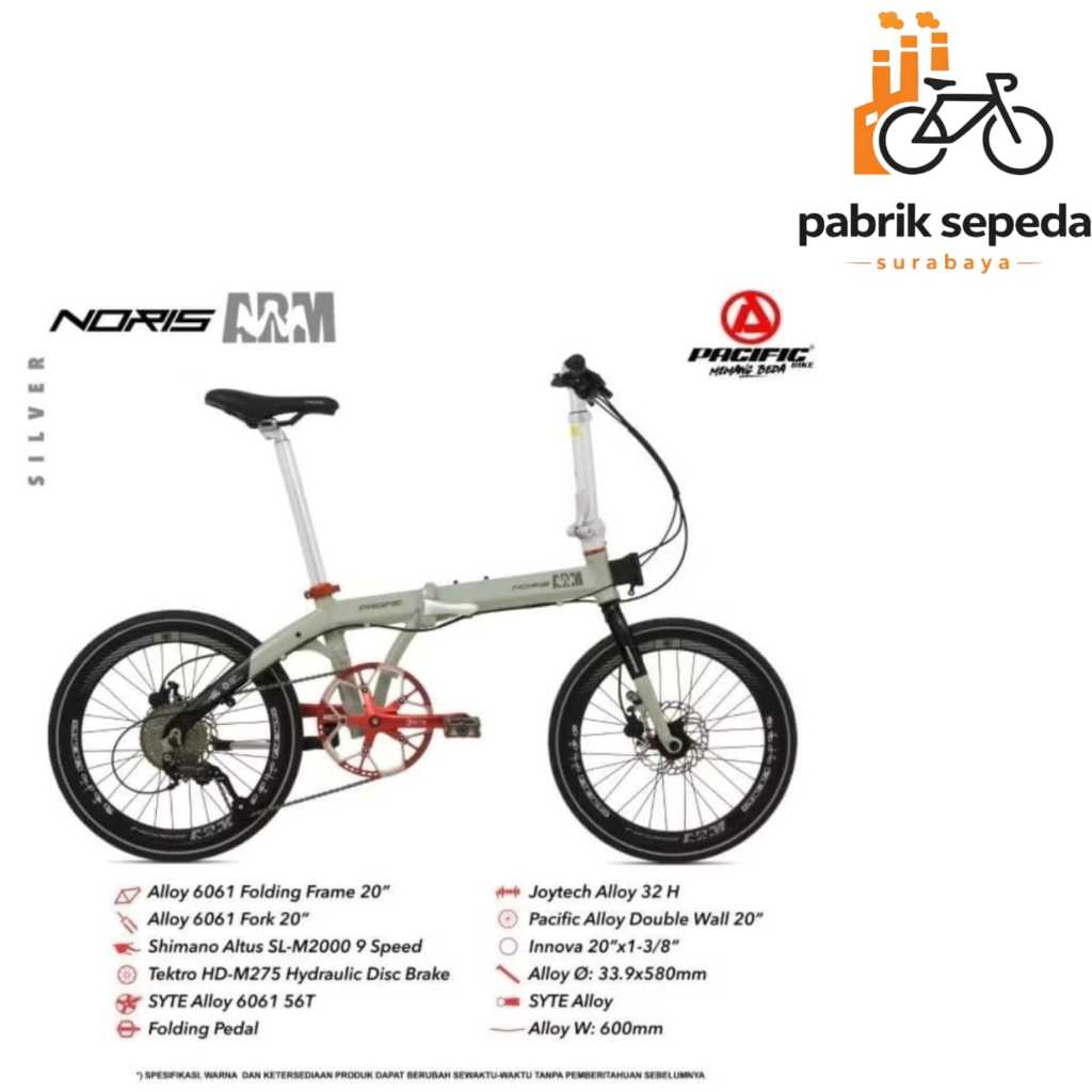 SEPEDA LIPAT 16 INCH PACIFIC NORIS ARM ALLOY 9 SPEED,SEPEDA READY SEMUA WARNA - NEW