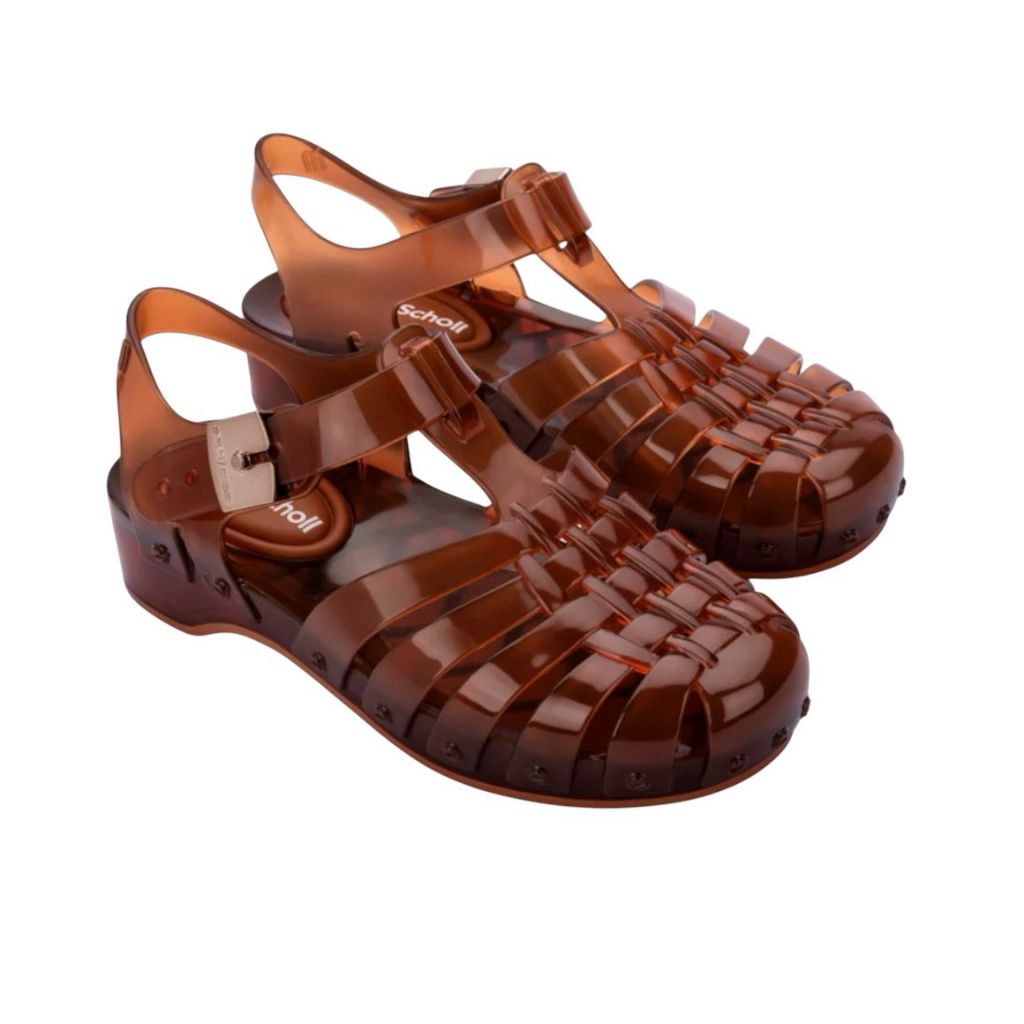Sepatu Sandal Wanita Melissa Possession Pescura Heel + Scholl Ad Clear Brown