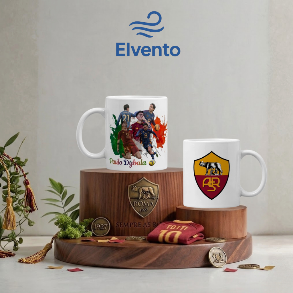 MUG PEMAIN BOLA PAULO DYBALA AS ROMA GELAS KERAMIK 325ML KLUB SEPAKBOLA FOOTBALL CLUB