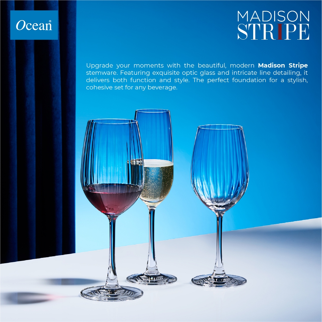 Ocean Madison Stripe Red Wine / Flute Champagne / White Wine - Gelas Wine