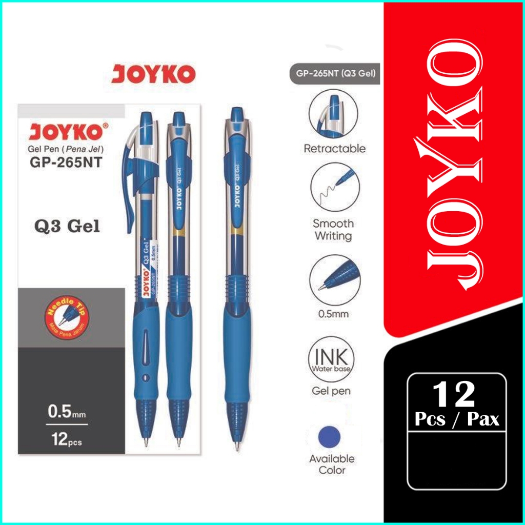 (1 PAX / 12 PCS) Pulpen Joyko GP-265NT Tinta Biru / Gel Pen Joyko GP-265NT