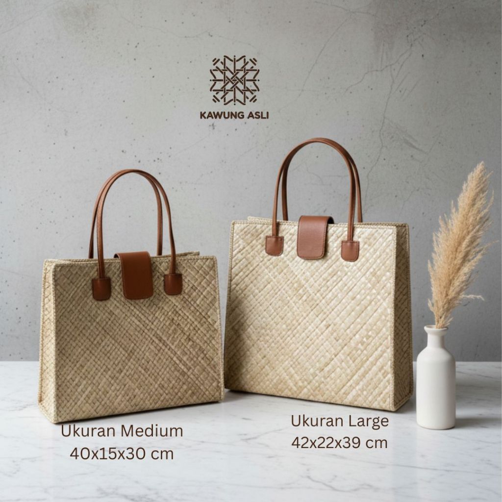 Tas Anyaman Pandan Tote 2 Size – Tas Hampers & Belanja Kokoh Natural Unik