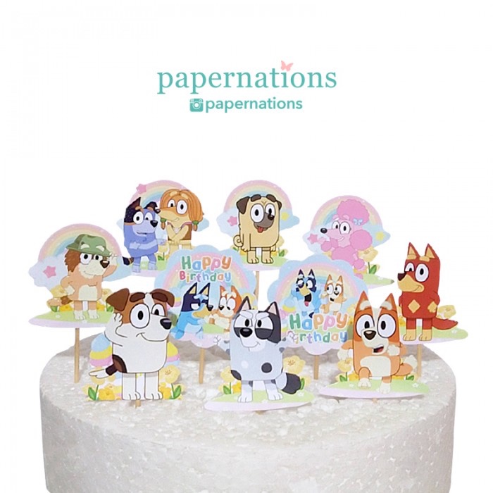 Cupcake Topper Bluey / Topper Bluey/ Cake Topper Bluey
