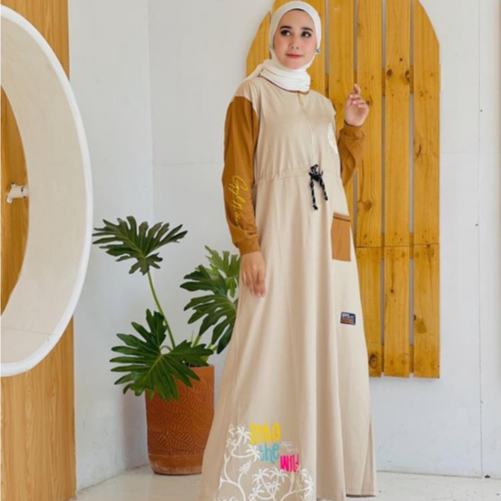 gyl Dress Maxi terbaru basic dan zipper _ gamis katun _gyl authentic