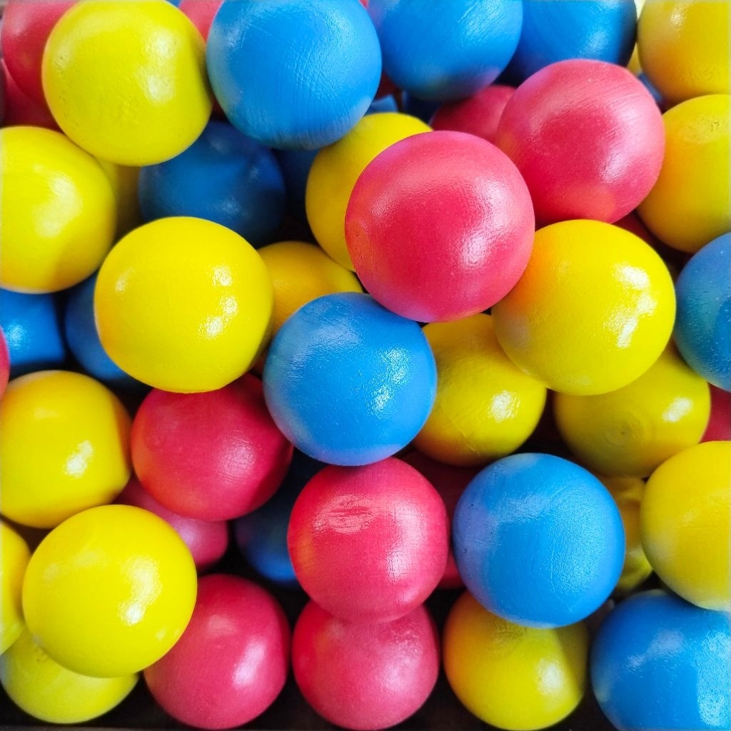 READY STOK Bola Kayu 3,5 cm Warna