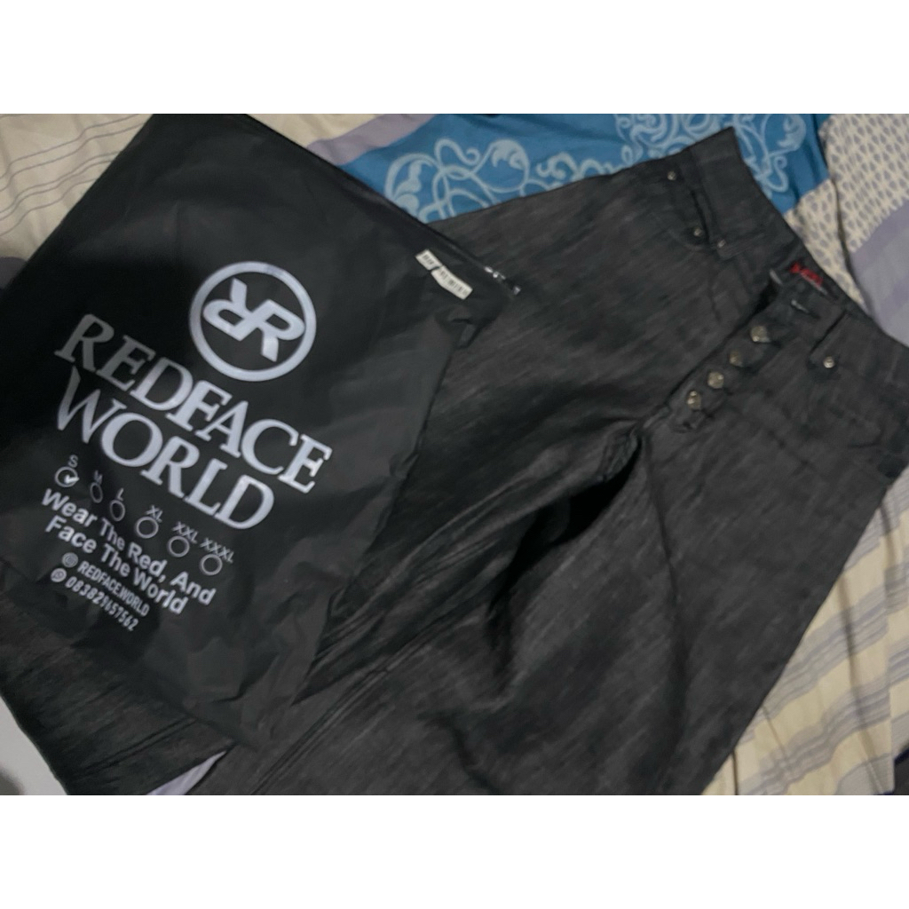 Preloved Raw denim baggy jeans Uk S Redface World Raw baggy button up