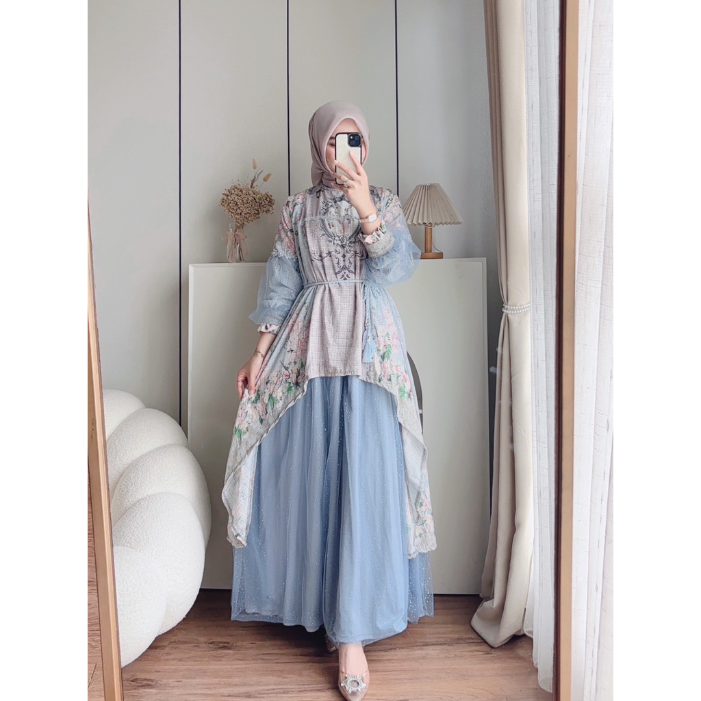 CANDY LADY Sheyna Maxi / Gamis Motif Wanita Terbaru Dress Ceruty Kondangan Bestseller