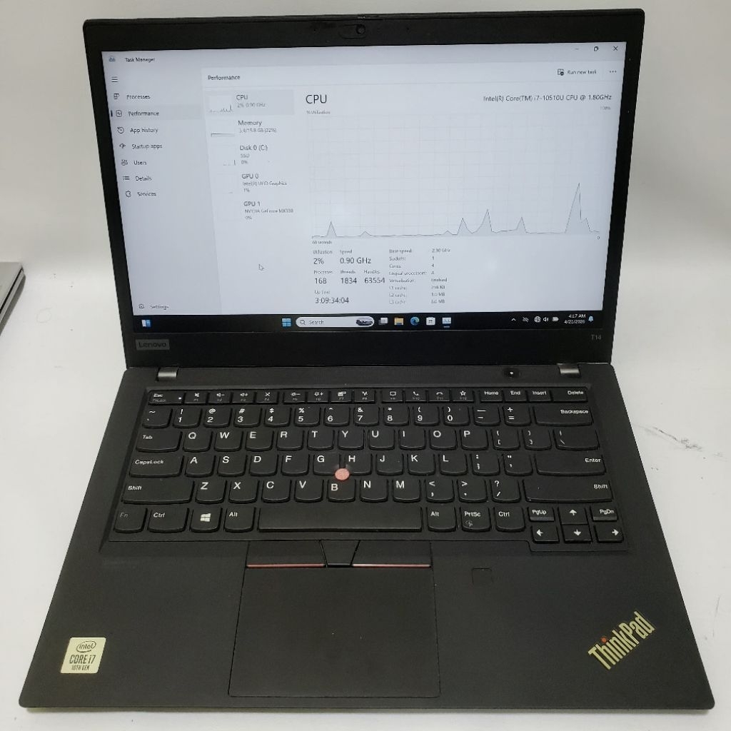 Thinkpad T14 i7 Gen 10 Nvidia MX330 RAM 16GB