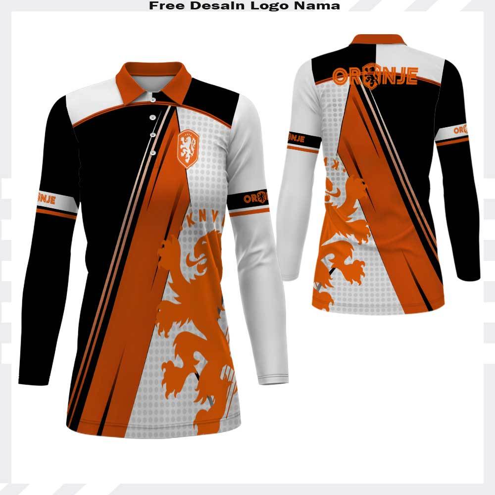 Jersey Fantasy Home Belanda Kaos Polo Lengan Panjang Wanita Berkerah Wangki Fullprinting Terbaru