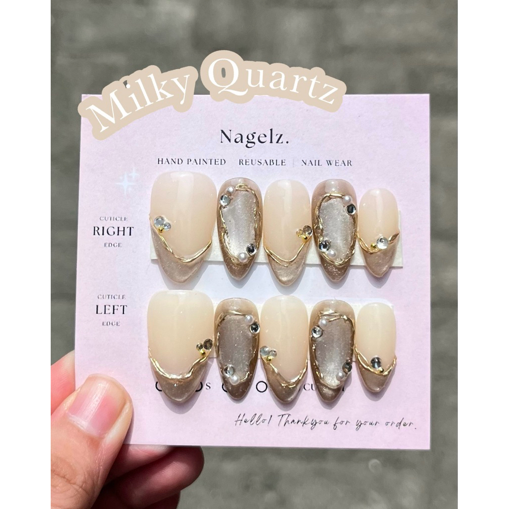 Milky Quartz - PRESS ON NAIL / KUKU PALSU / NAIL ART / KUKU PALSU MURAH / KUKU PALSU MEDAN / PRESS O